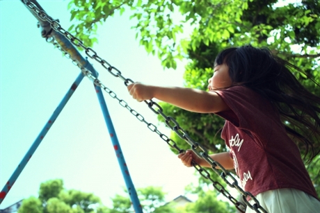 ブレのない写真:ブランコで遊ぶ